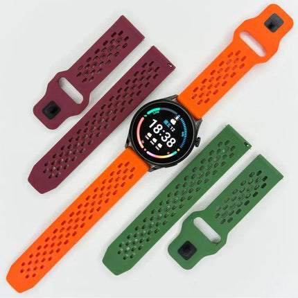 Silicone Watch Band 20mm 22mm Black Buckle Breathable