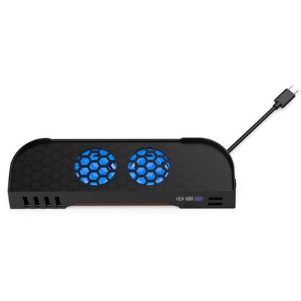 Keep Your Nintendo Switch Cool With DOBE Charging Base - black dual-fan charging and cooling dock with USB-C cable