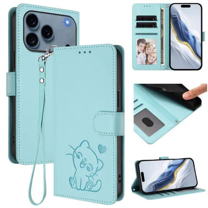 Phone Case With Heart And Cat Design Card Slot Wallet