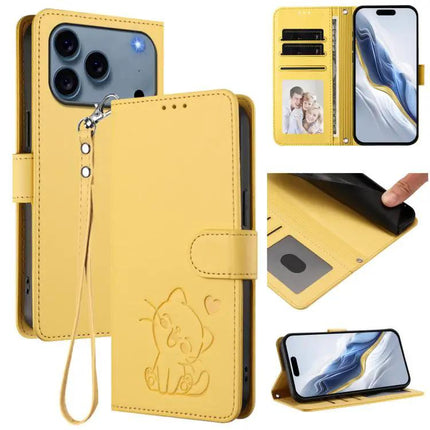 Phone Case With Heart And Cat Design Card Slot Wallet