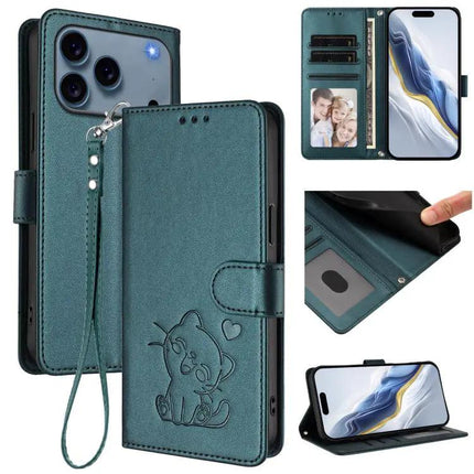 Phone Case With Heart And Cat Design Card Slot Wallet