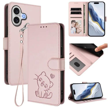 Embossed Leather Phone Case With Hand Strap For Daily Use