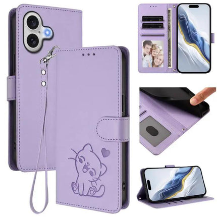 Embossed Leather Phone Case With Hand Strap For Daily Use