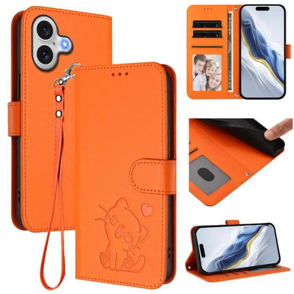 Embossed Leather Phone Case With Hand Strap For Daily Use