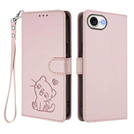 Embossed Leather Phone Case With Hand Strap For Daily Use
