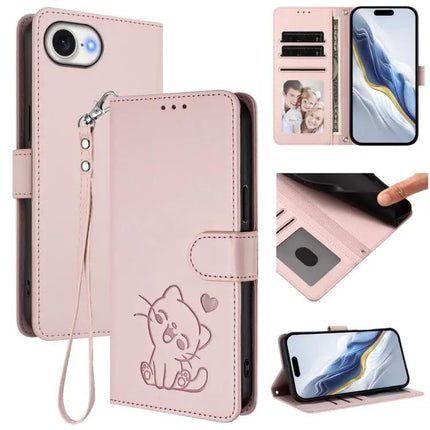Embossed Leather Phone Case With Hand Strap For Daily Use