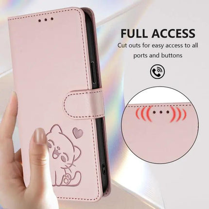 Embossed Leather Phone Case With Hand Strap For Daily Use