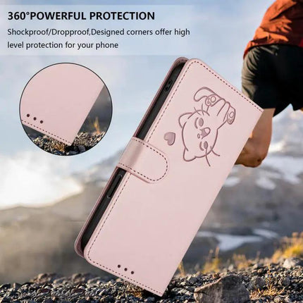 Embossed Leather Phone Case With Hand Strap For Daily Use