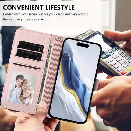 Embossed Leather Phone Case With Hand Strap For Daily Use