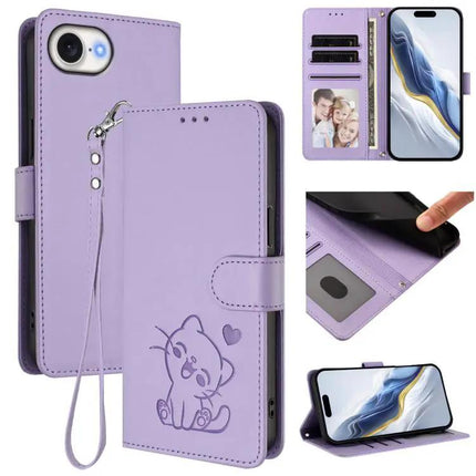Embossed Leather Phone Case With Hand Strap For Daily Use