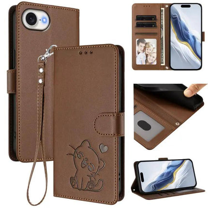Embossed Leather Phone Case With Hand Strap For Daily Use