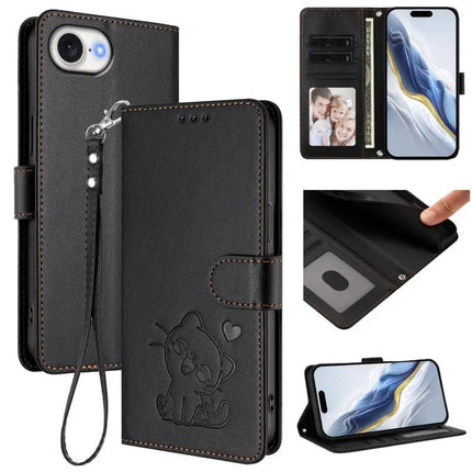 Embossed Leather Phone Case With Hand Strap For Daily Use