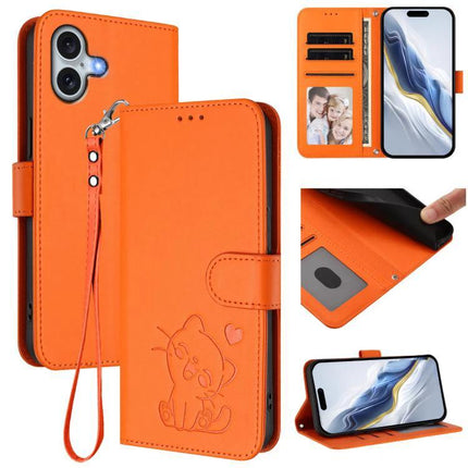 Leather Phone Case With Card Slot For Everyday Protection And Easy On The Go Use - orange PU wallet case with card slots, cash pocket, wrist strap, stand