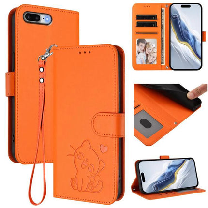 Stylish Leather Phone Case With Built In Card Slots For Everyday Protection And Daily Use orange PU wallet case with strap, stand and card slots