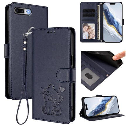 Stylish Leather Phone Case With Built In Card Slots For Everyday Protection And Daily Use - navy folio with wrist strap, card slots, ID window, and kickstand