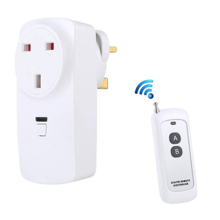 Wireless Remote Control Socket for Home Device Management - white plug and two-button remote for easy on/off control