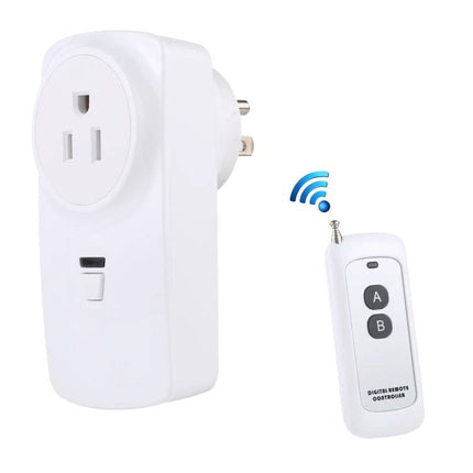 Wireless Remote Control Socket for Home Device Management white plug-in socket with two-button remote for lights and appliances
