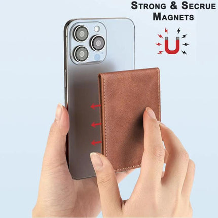 Magnetic Card Holder for Phone with Multiple Slots attached to phone case showing strong secure magnets and quick card access