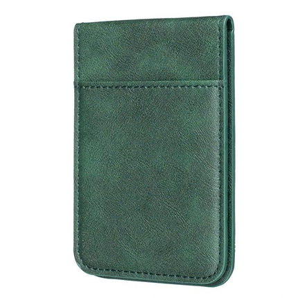 Magnetic Card Holder for Phone with Multiple Slots - green leather-look slim wallet attaches to phone case, holds IDs and credit cards