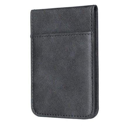 Magnetic Card Holder for Phone with Multiple Slots - slim black leather-look wallet attaches to phone case, holds IDs and credit cards