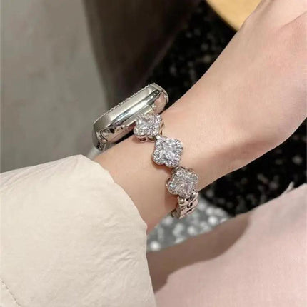 Four-Leaf Clover Crystal Metal Apple Watch Band 38-49mm | Syndmart