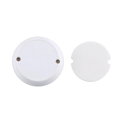 Wireless Smart Socket with Remote Control for International Plugs white circular receiver and cover, remote-control wireless outlet for home and office use