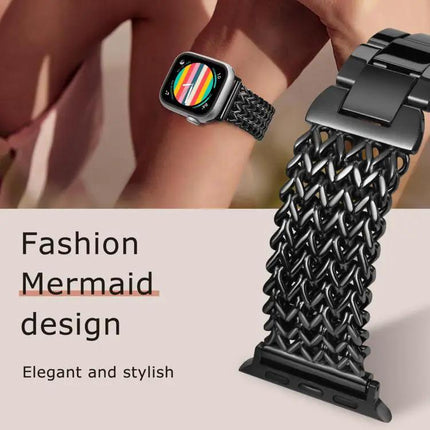 XDfind Herringbone Stainless Steel Apple Watch Band 38-49mm | Syndmart