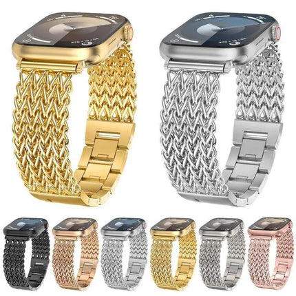 XDfind Herringbone Stainless Steel Apple Watch Band 38-49mm | Syndmart