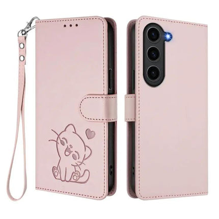 Stylish Embossed Leather Phone Case With Hand Strap