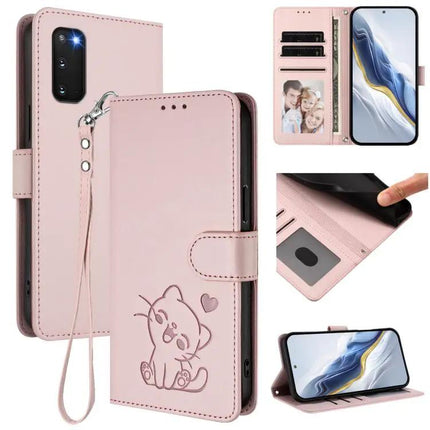 Stylish Embossed Leather Phone Case With Hand Strap