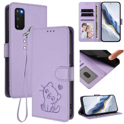 Stylish Embossed Leather Phone Case With Hand Strap
