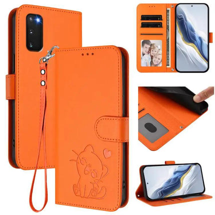 Stylish Embossed Leather Phone Case With Hand Strap