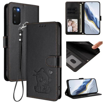 Stylish Embossed Leather Phone Case With Hand Strap