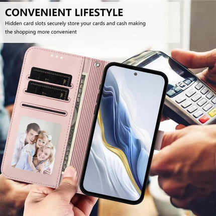 Protective Phone Case With Hand Strap For Daily Outings, Secure Grip On The Go Everyday - pink wallet case with card slots and phone being used at payment terminal