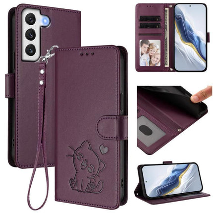 Protective Phone Case With Hand Strap For Daily Outings, Secure Grip On The Go Everyday purple PU wallet case with card slots and wrist strap