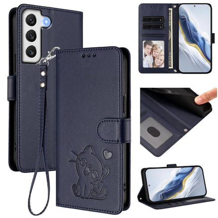 Protective Phone Case With Hand Strap For Daily Outings, Secure Grip On The Go Everyday - navy PU wallet case with card slots and wrist strap