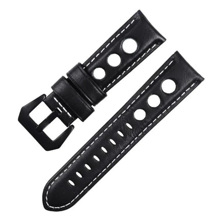 Xdfind Leather Watch Band 3-Hole Breathable 20/22/24mm