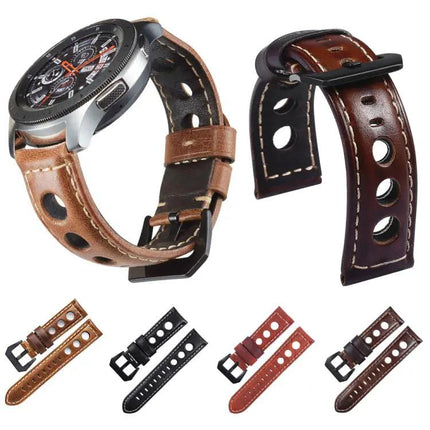 Xdfind Leather Watch Band 3-Hole Breathable 20/22/24mm