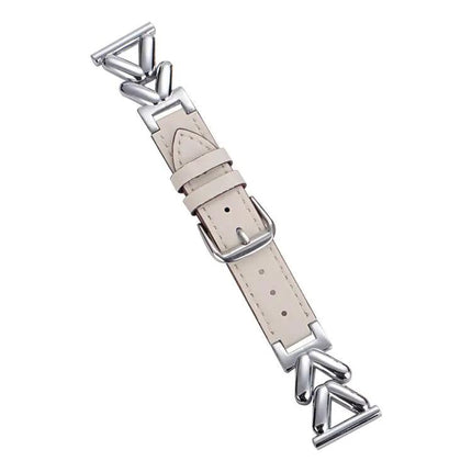 Adjustable 22mm V-Shaped Hybrid Metal Leather Watch Band