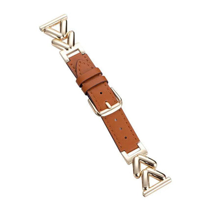 Adjustable 22mm V-Shaped Hybrid Metal Leather Watch Band