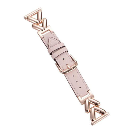 Adjustable 22mm V-Shaped Hybrid Metal Leather Watch Band