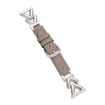 Adjustable 22mm V-Shaped Hybrid Metal Leather Watch Band