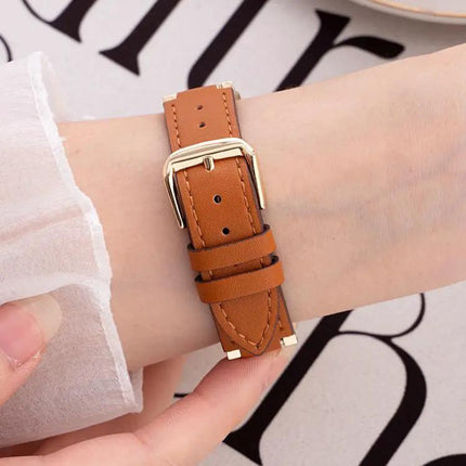 Adjustable 22mm V-Shaped Hybrid Metal Leather Watch Band