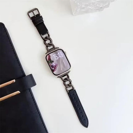 xDfind Metal Leather Chain Band for Apple Watch 38-49mm | Syndmart