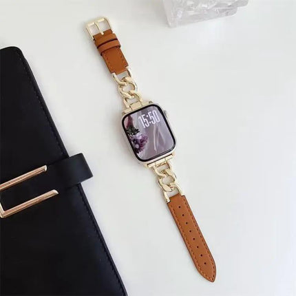 xDfind Metal Leather Chain Band for Apple Watch 38-49mm | Syndmart