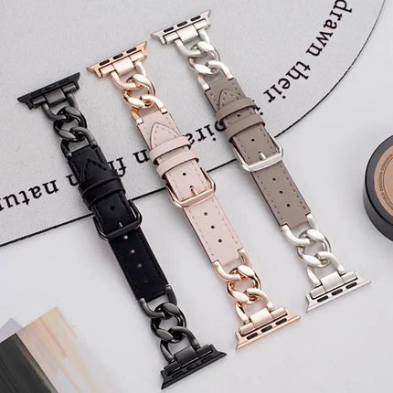 xDfind Metal Leather Chain Band for Apple Watch 38-49mm | Syndmart