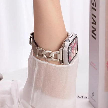 xDfind Metal Leather Chain Band for Apple Watch 38-49mm | Syndmart