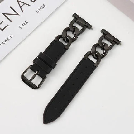 Xdfind 22mm Denim Chain Hybrid Leather Metal Watch Band