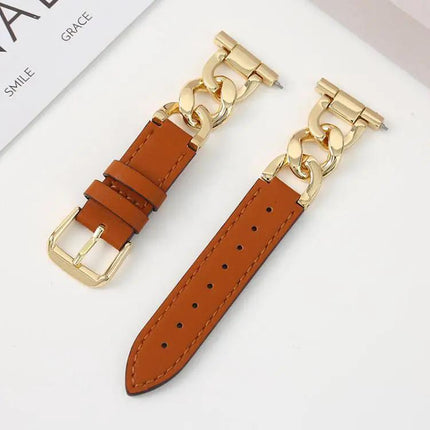 Xdfind 22mm Denim Chain Hybrid Leather Metal Watch Band