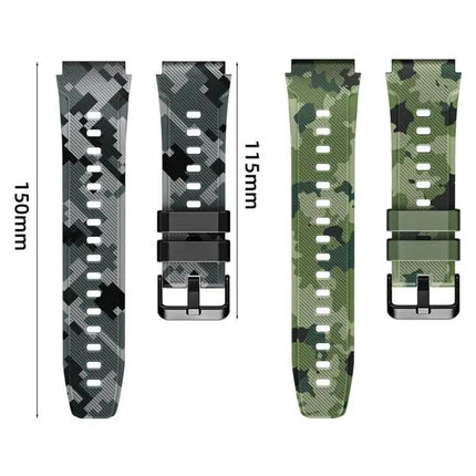 Camouflage Silicone Adjustable Replacement Watch Band 22mm